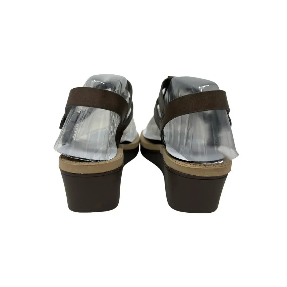 Journee Collection Bianca Vegan Leather Comfort Wedge Sandals 8.5